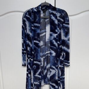 Ali Miles Blue and White Knit Cardigan